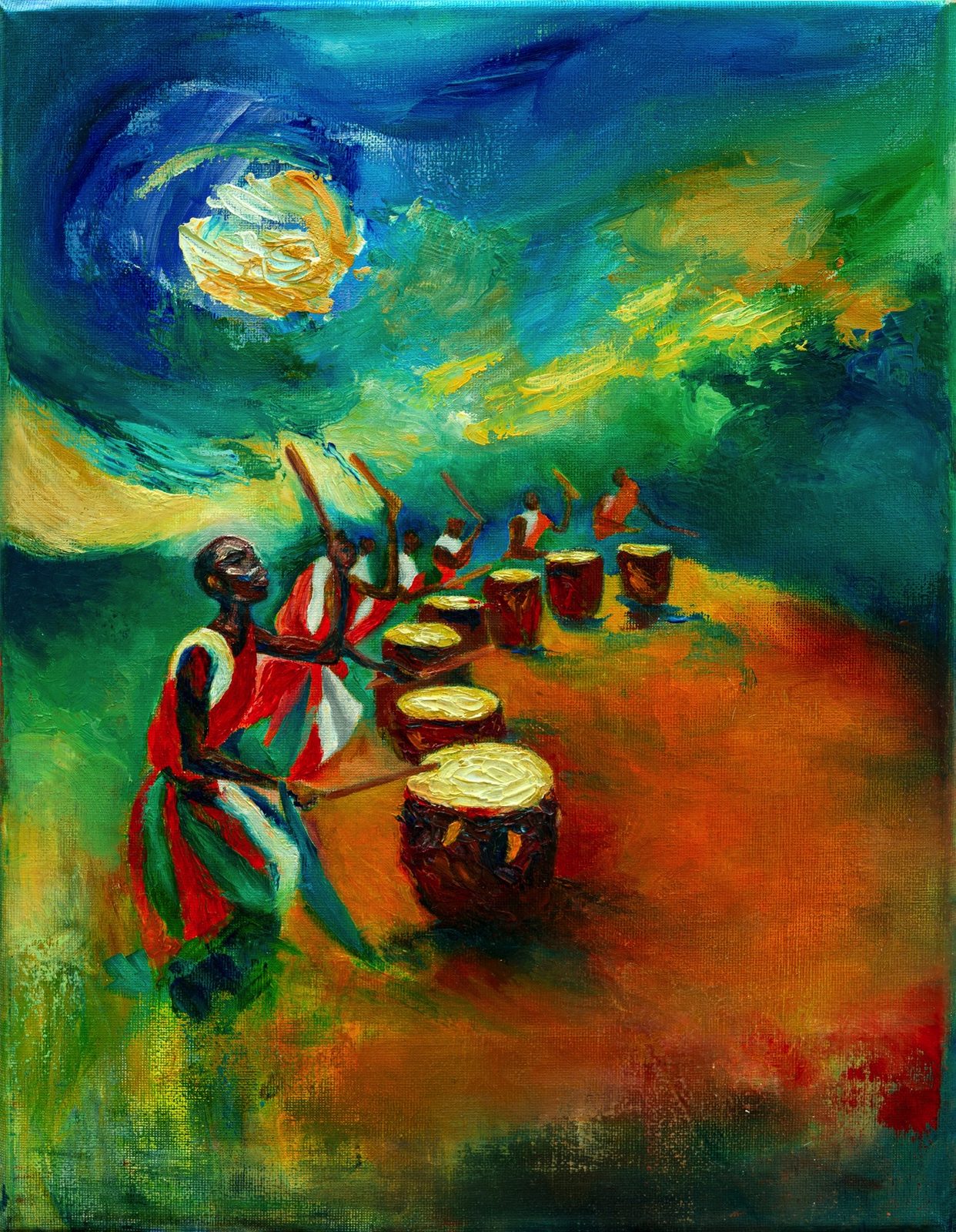 Drummers Under the Moon